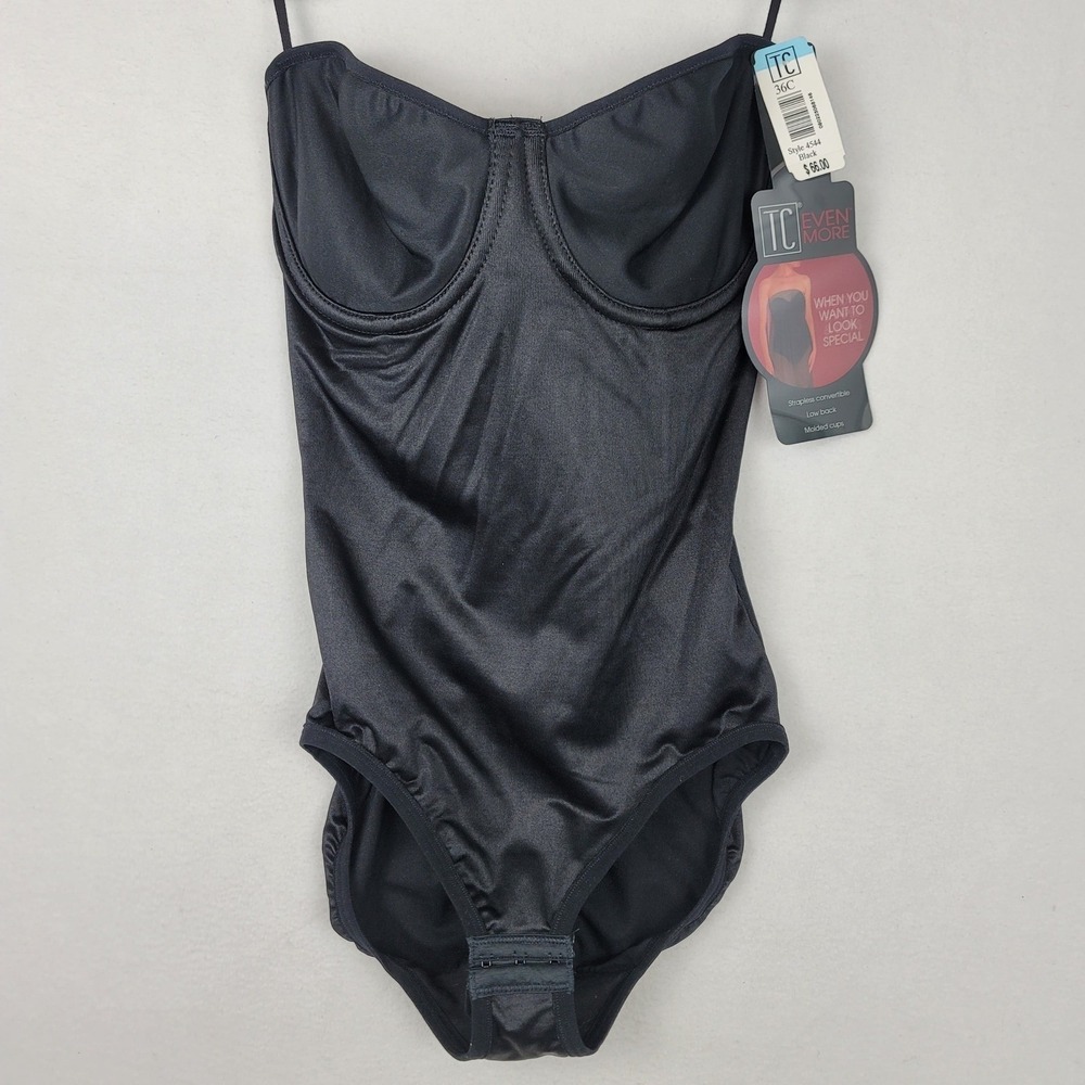 TC Even More Strapless Convertible Bodybriefer 4544 Black 36C Vintage NWT